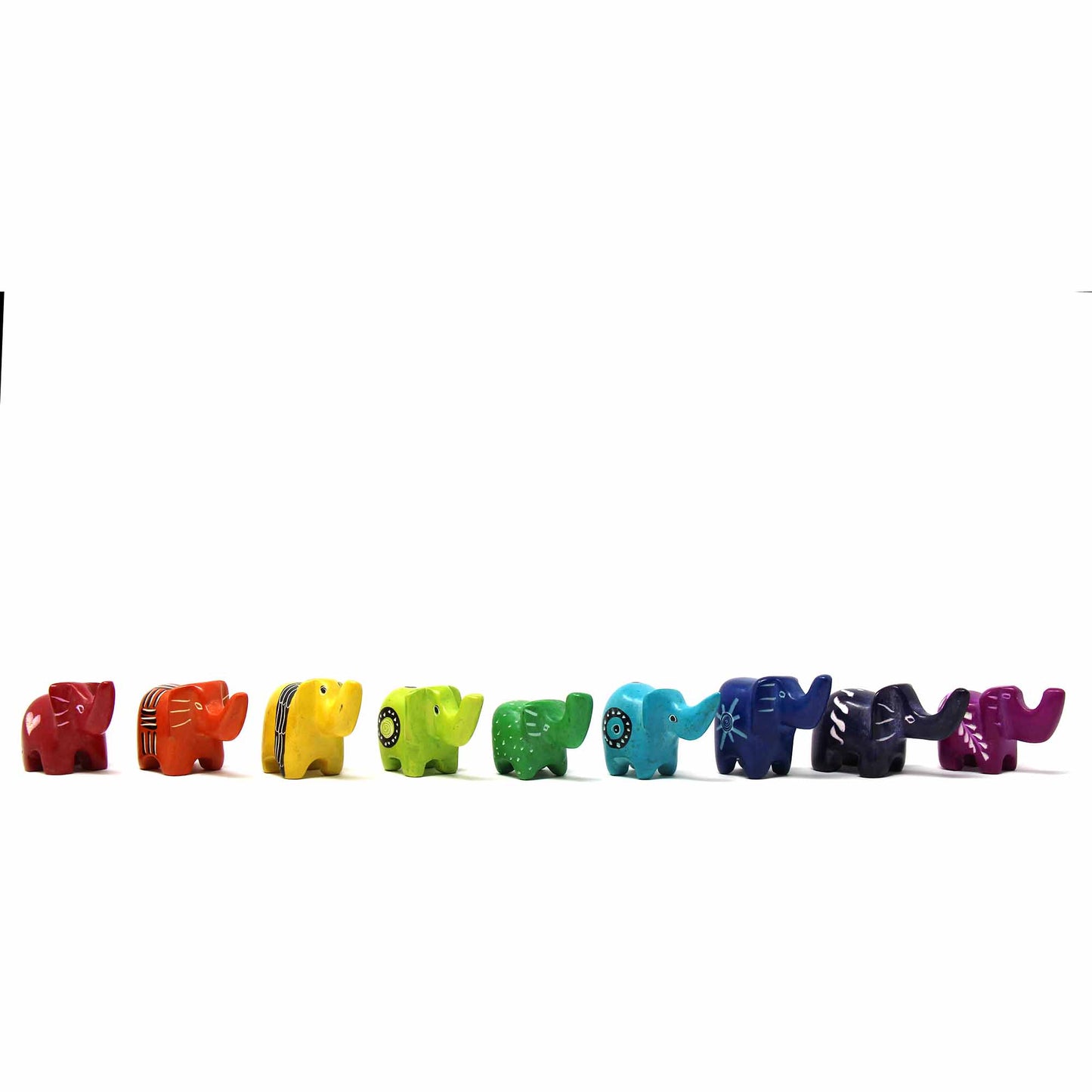 Soapstone Tiny Elephants - Assorted Pack of 5 Colors