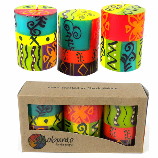 Set of Three Boxed Hand-Painted Candles - Matuko Design - Nobunto