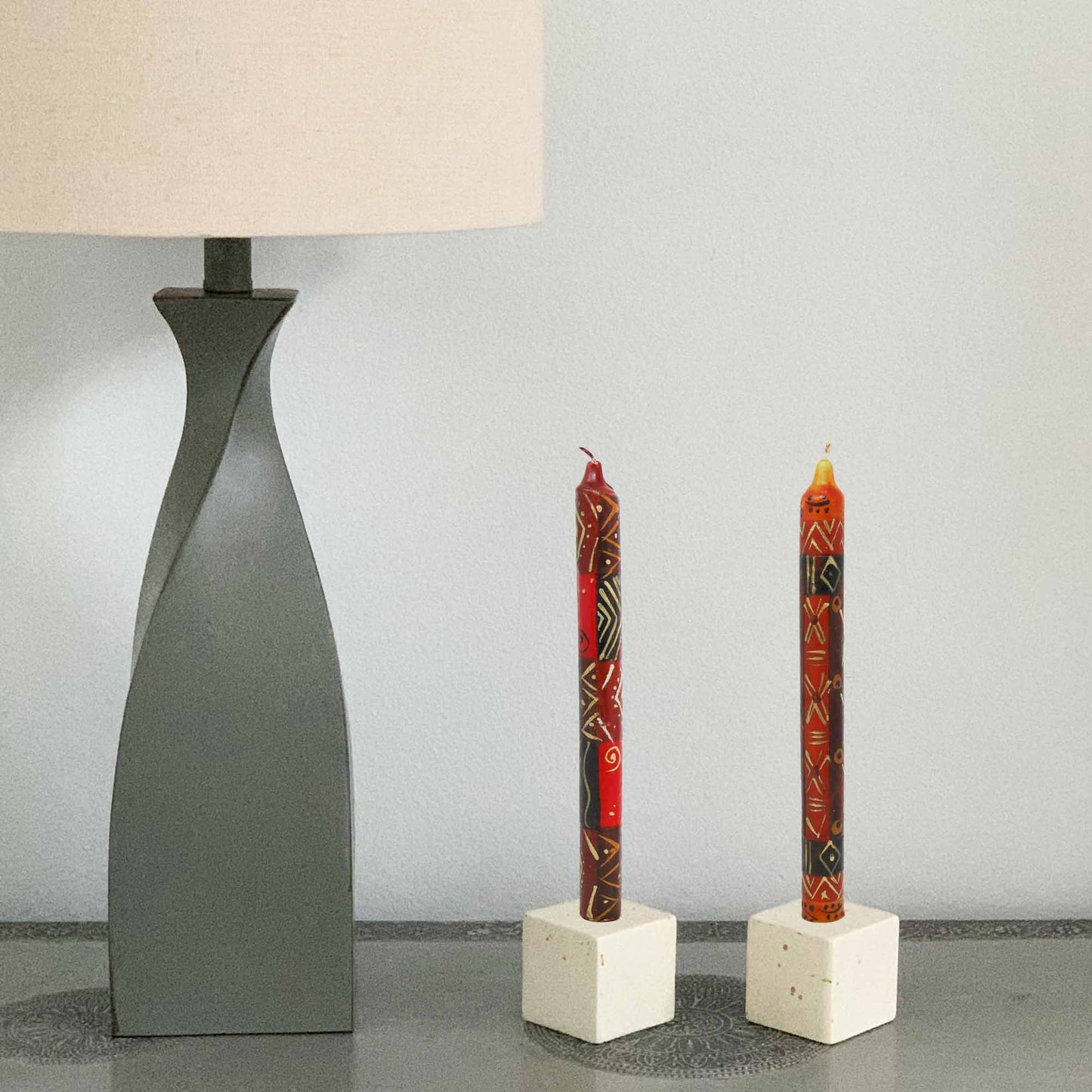 Set of Three Boxed Tall Hand-Painted Candles - Bongazi Design - Nobunto