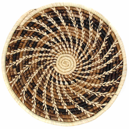 Woven Sisal Basket, Wheat Stalk Spirals In Natural