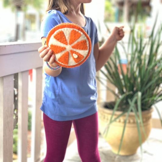 Handmade Felt Fruit Coin Purse - Orange - Global Groove (P)