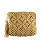 Macrame Clutch with Tassel, Tan