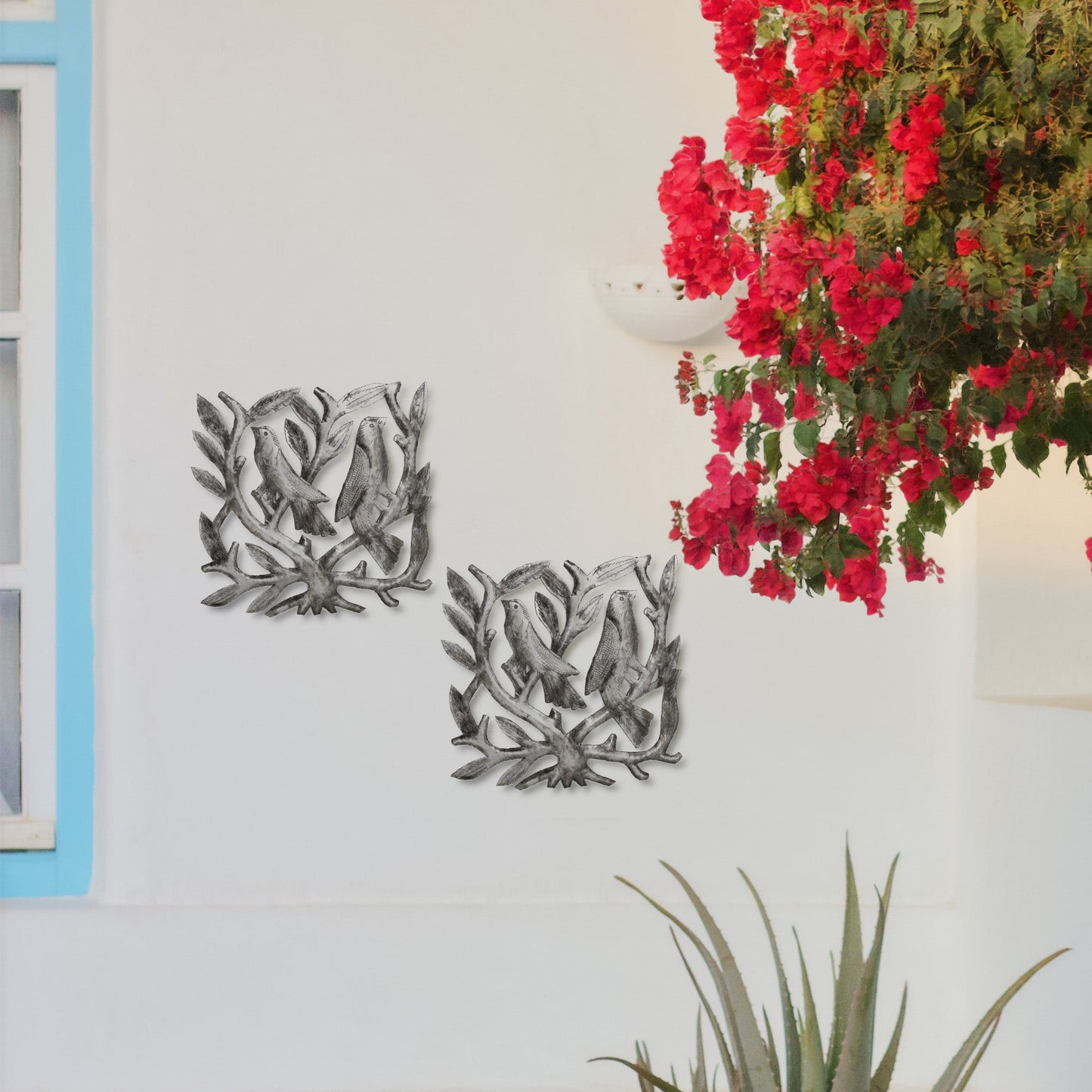 Pair of Square Tree of Life Haitian Steel Drum Wall Art