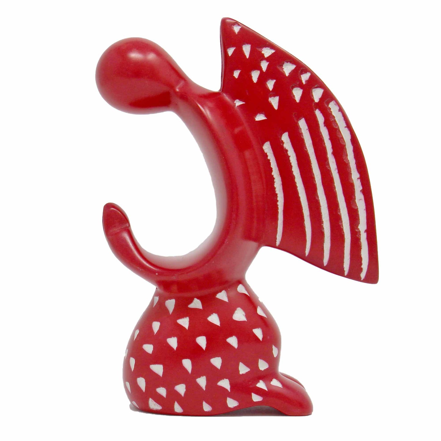 Praying Angel Soapstone Sculpture - Red Finish