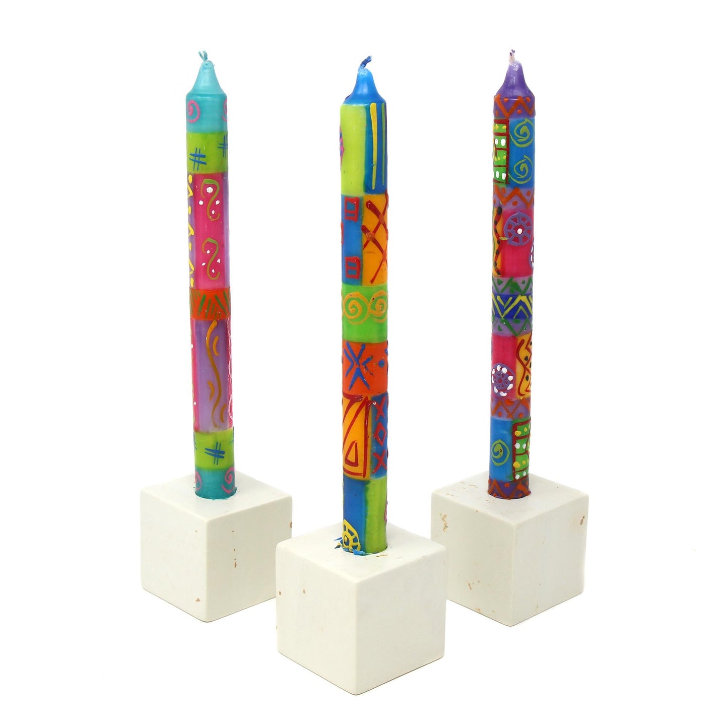 Tall Hand Painted Candles - Three in Box - Shahida Design