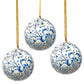 Handpainted Ornaments, Blue Floral - Pack of 3