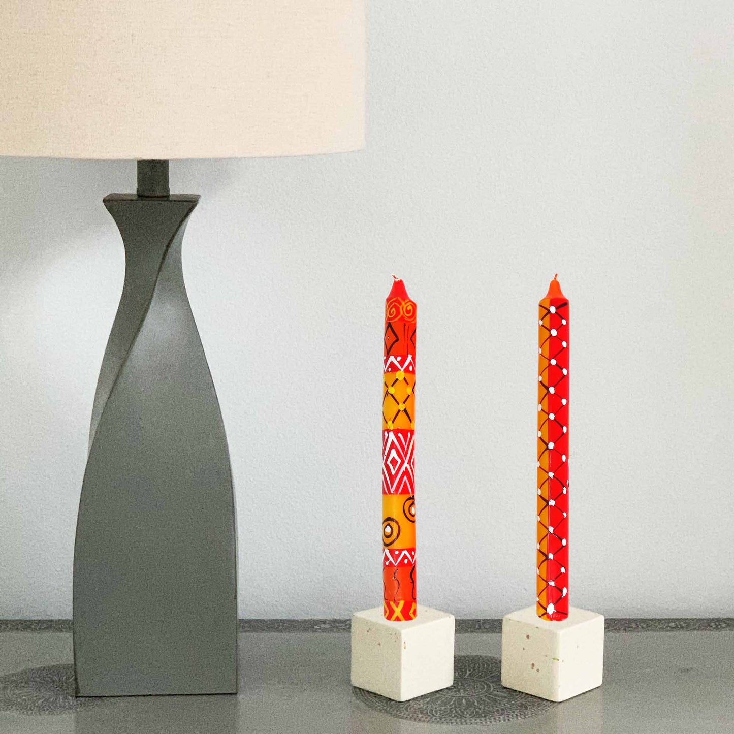 Set of Three Boxed Tall Hand-Painted Candles - Zahabu Design - Nobunto