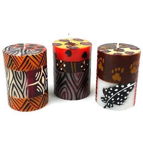 Set of Three Boxed Hand-Painted Candles - Uzima Design - Nobunto