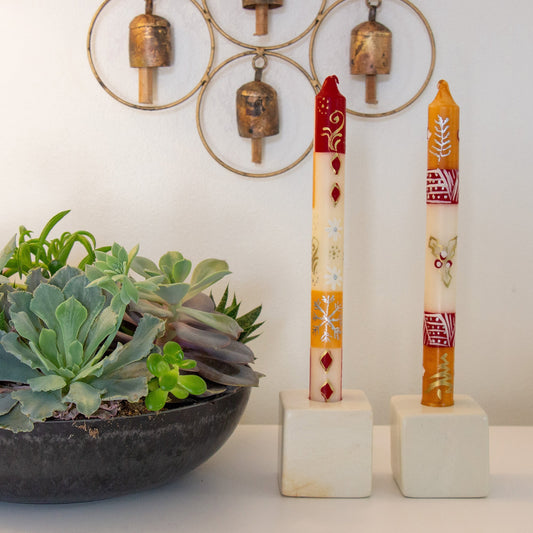 Tall Hand Painted Candles - Pair - Kimweta Design - Nobunto