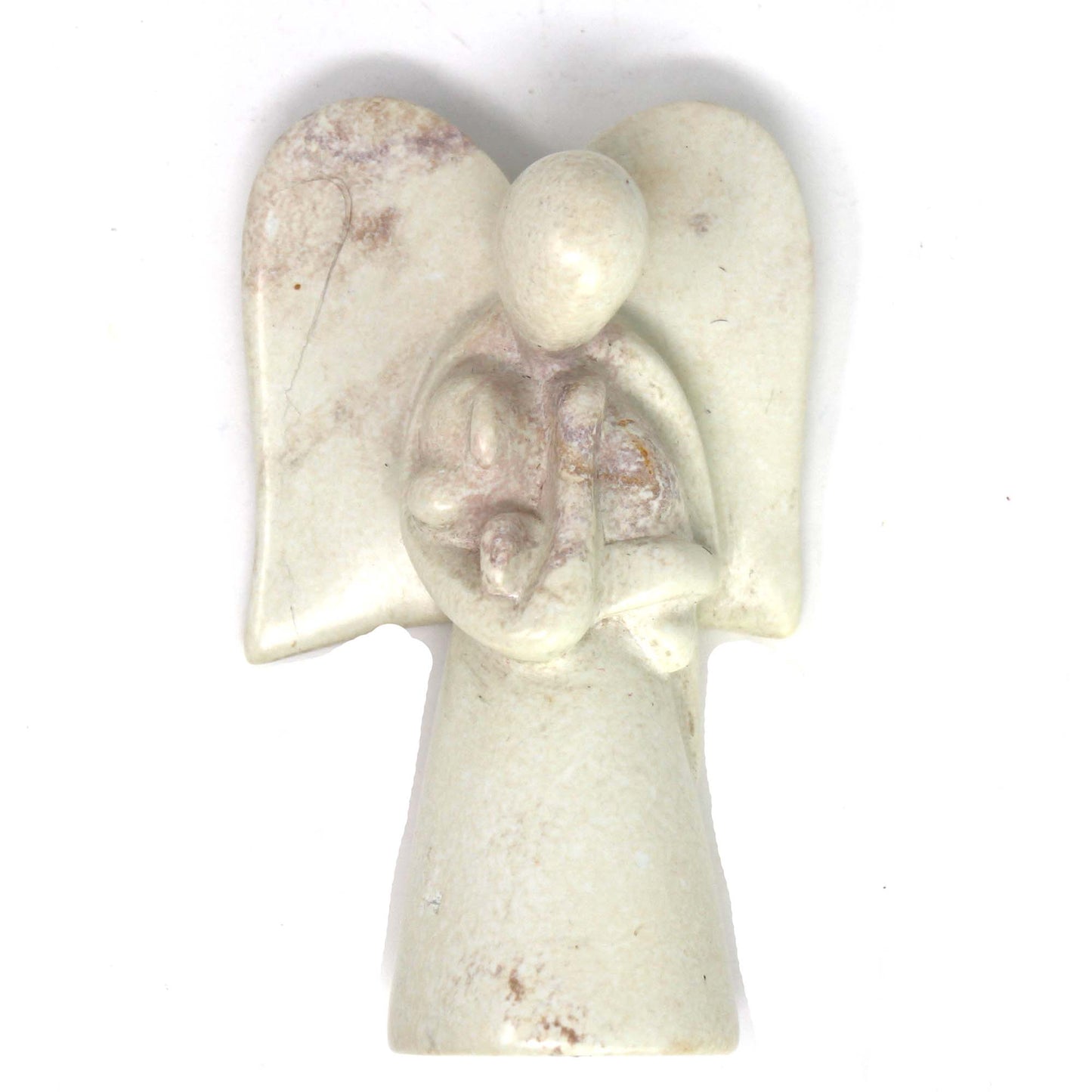 Angel Soapstone Sculpture Holding Dog