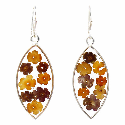 Flowers in Resin Ellipse Earrings