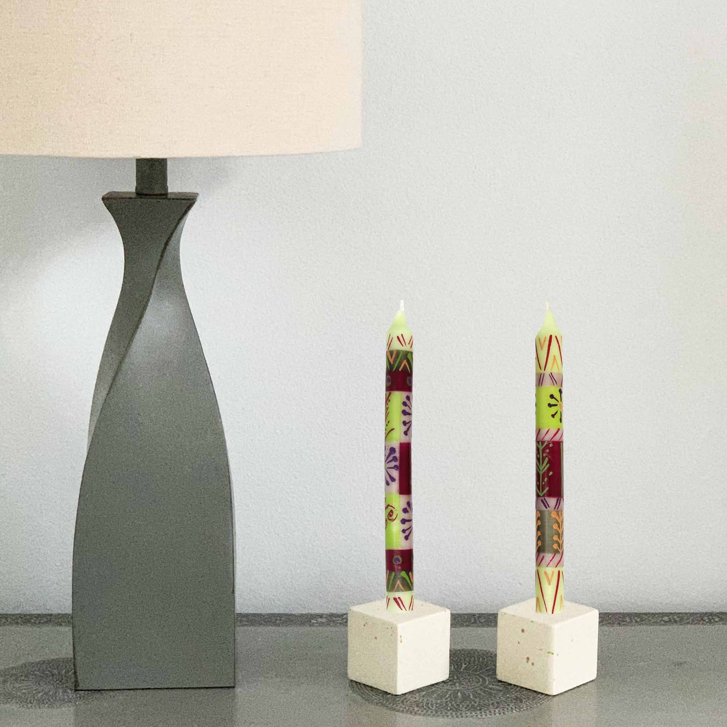 Hand Painted Candles in Kileo Design (pair of tapers) - Nobunto