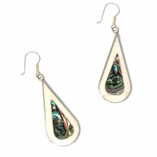 Teardrop Abalone and Mother of Pearl Drop Earrings