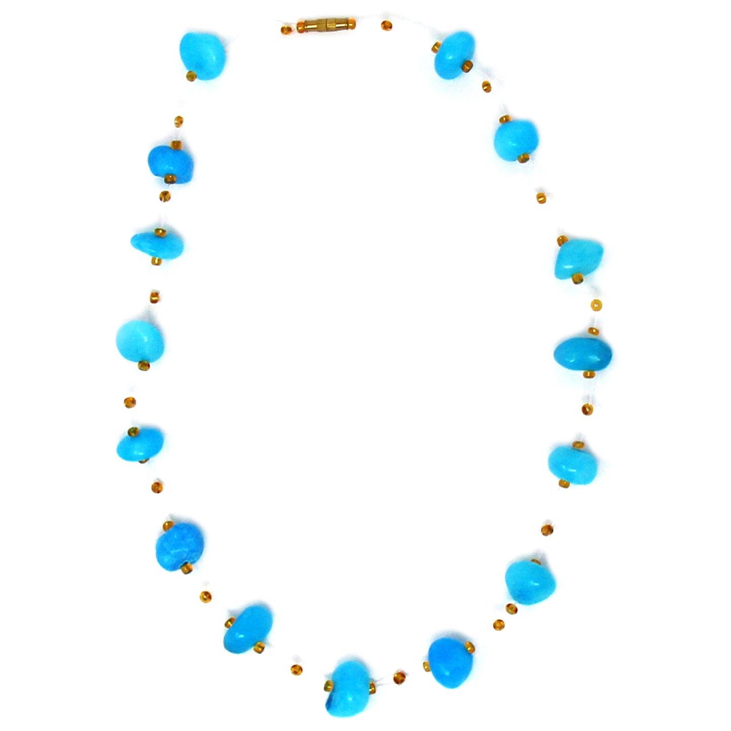 Floating Stone & Maasai Bead Necklace, Turquoise