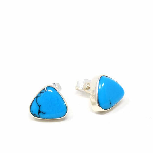 Sterling Silver Earrings, Triangle with Turquoise