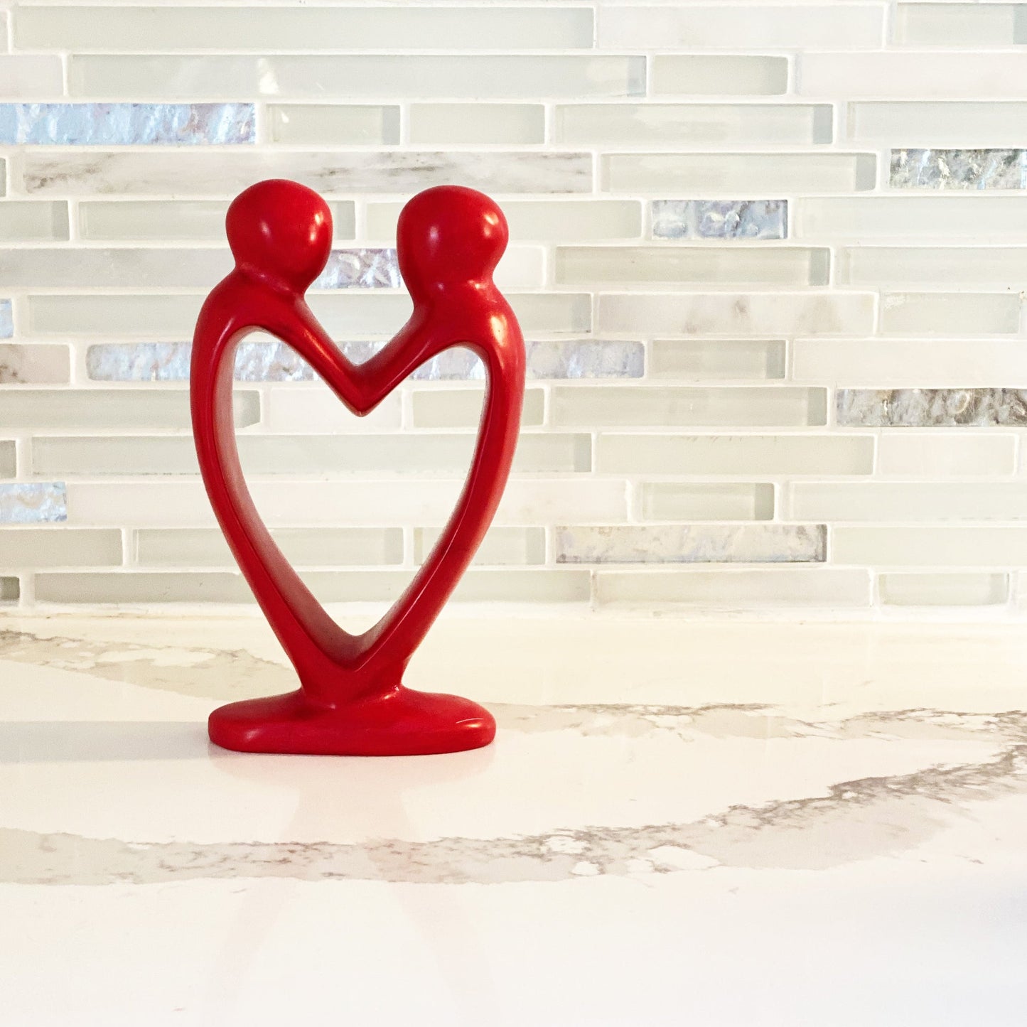 Handcrafted Soapstone Lover's Heart Sculpture in Red - Smolart