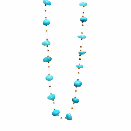 Floating Stone & Maasai Bead Necklace, Turquoise