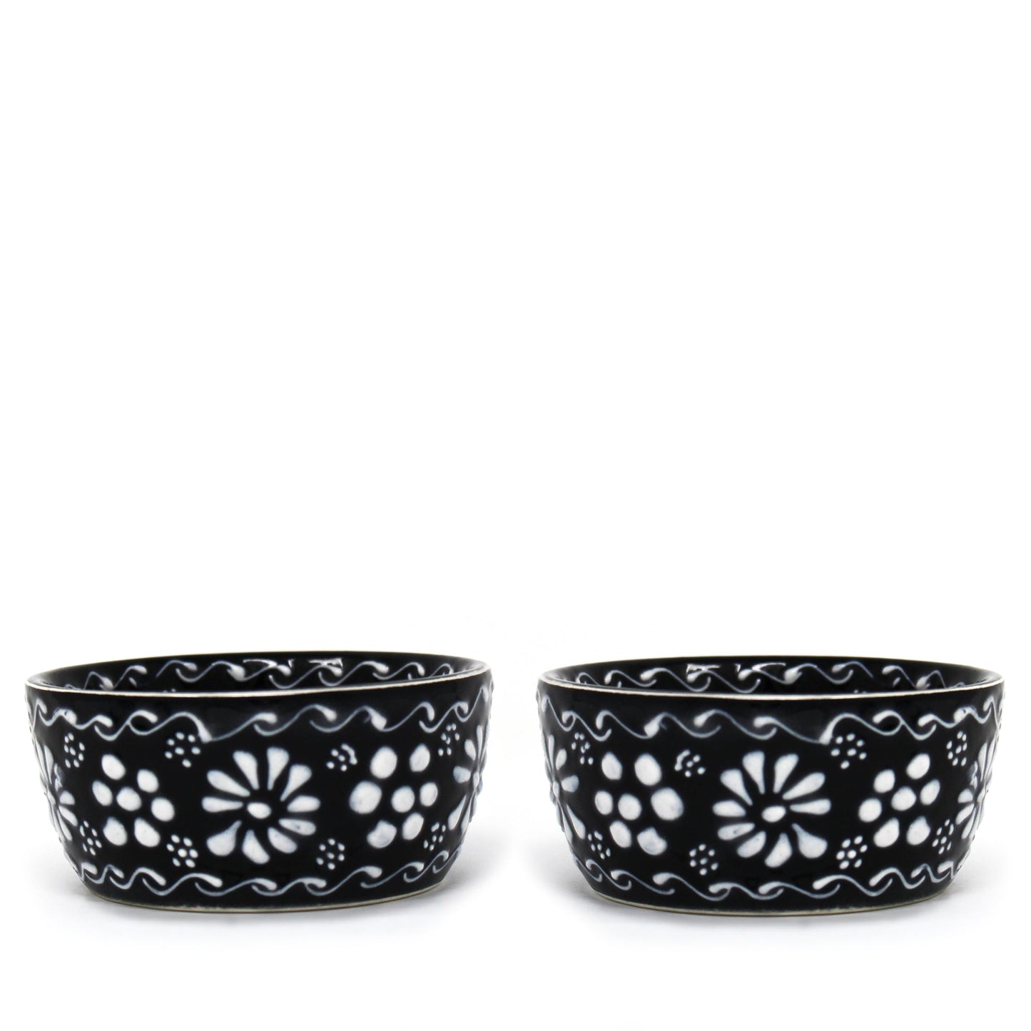 Set of 2 Encantada Handmade Pottery Appetizer & Dip Bowl, Ink