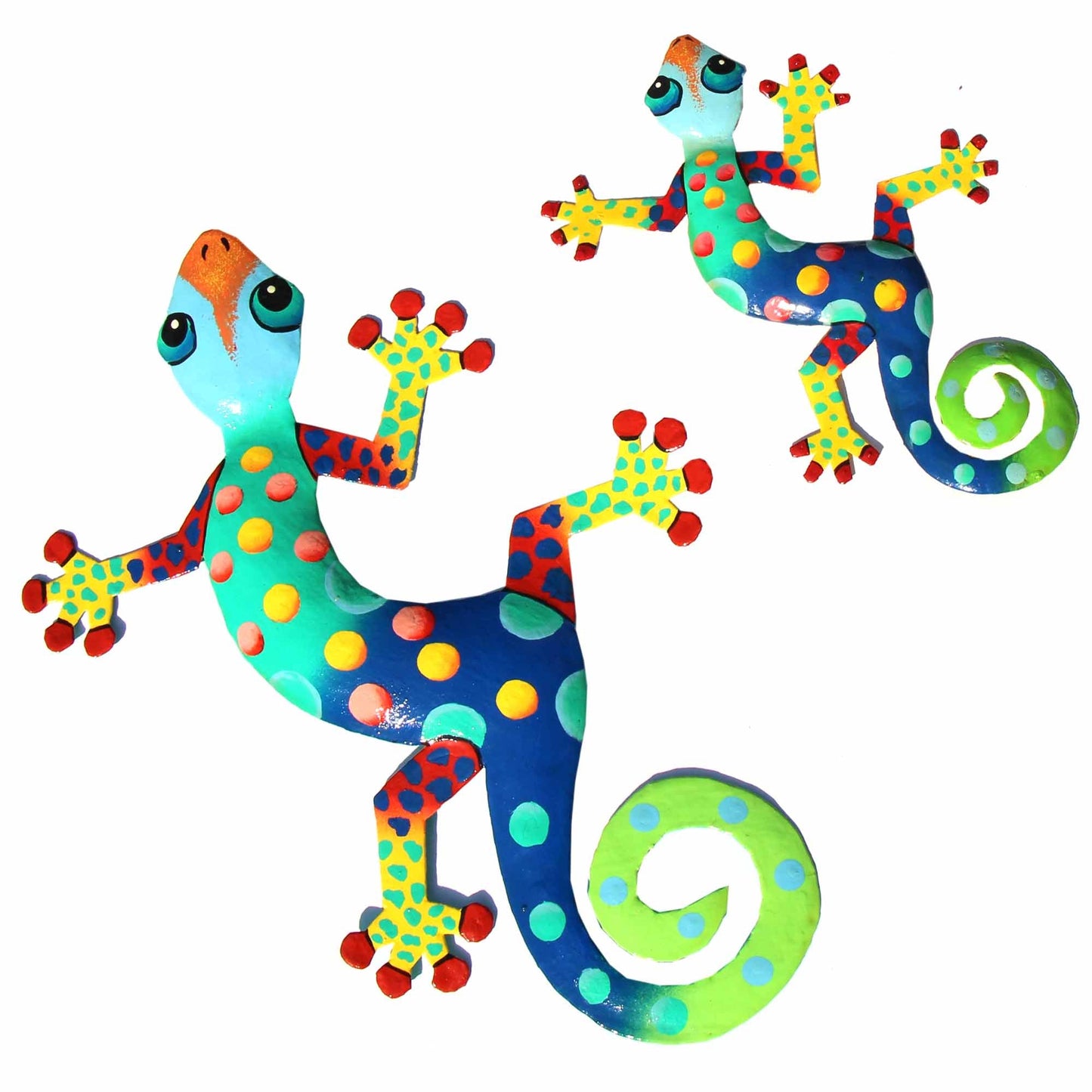 Colorful Gecko Haitian Steel Drum Wall Art, 13 inch Florida Design