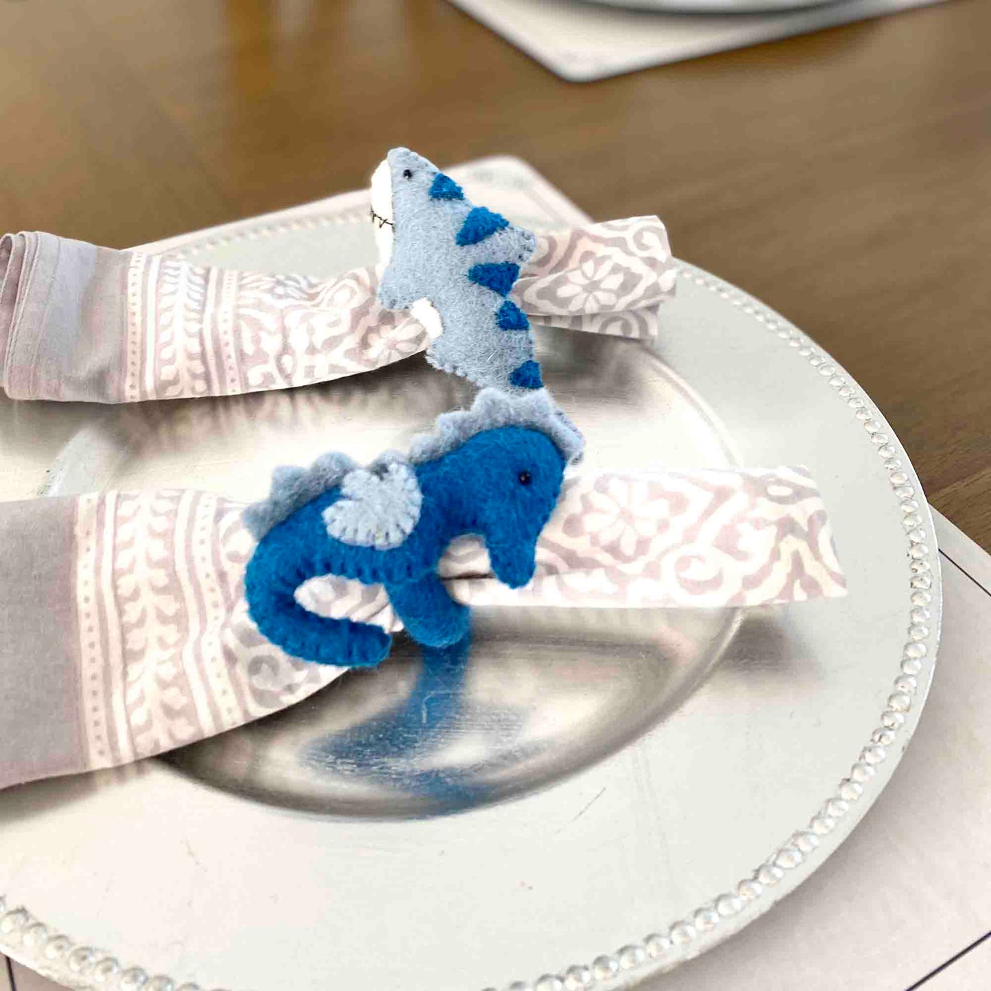 Nautical Shark, Whale & Seahorse Felt Napkin Rings, Set of 4