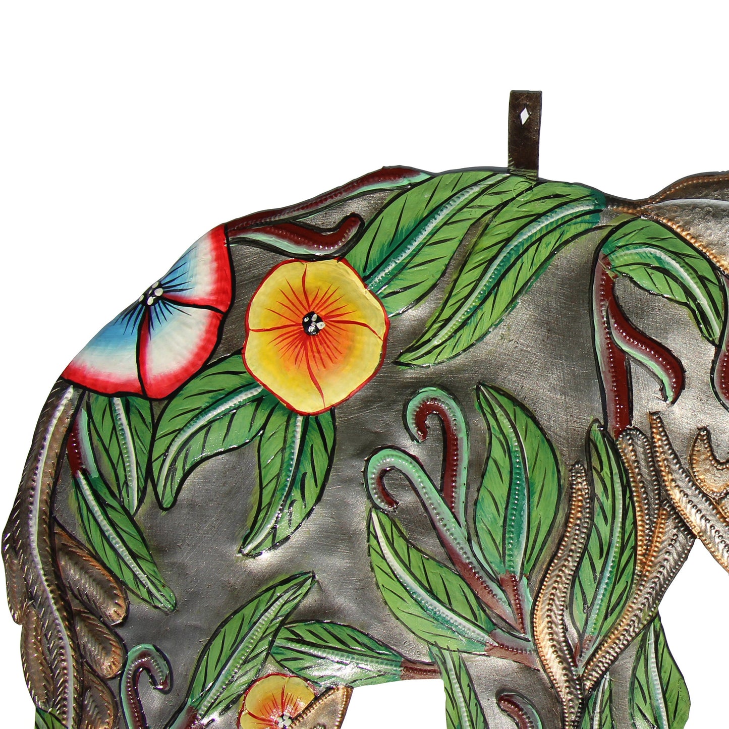 Hibiscus Elephant Haitian Metal Drum Art